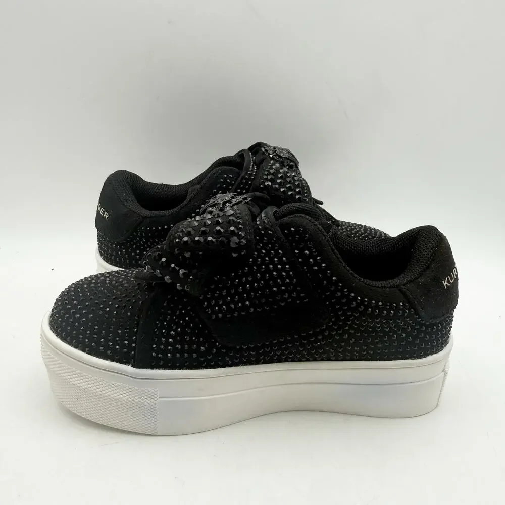 Kurt Geiger Girls London Mini Laney Sneakers US 6 M Black White Bow EUC